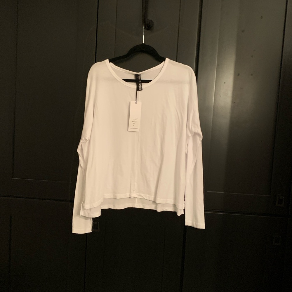 Bobi White Boxy Long Sleeve Top M
